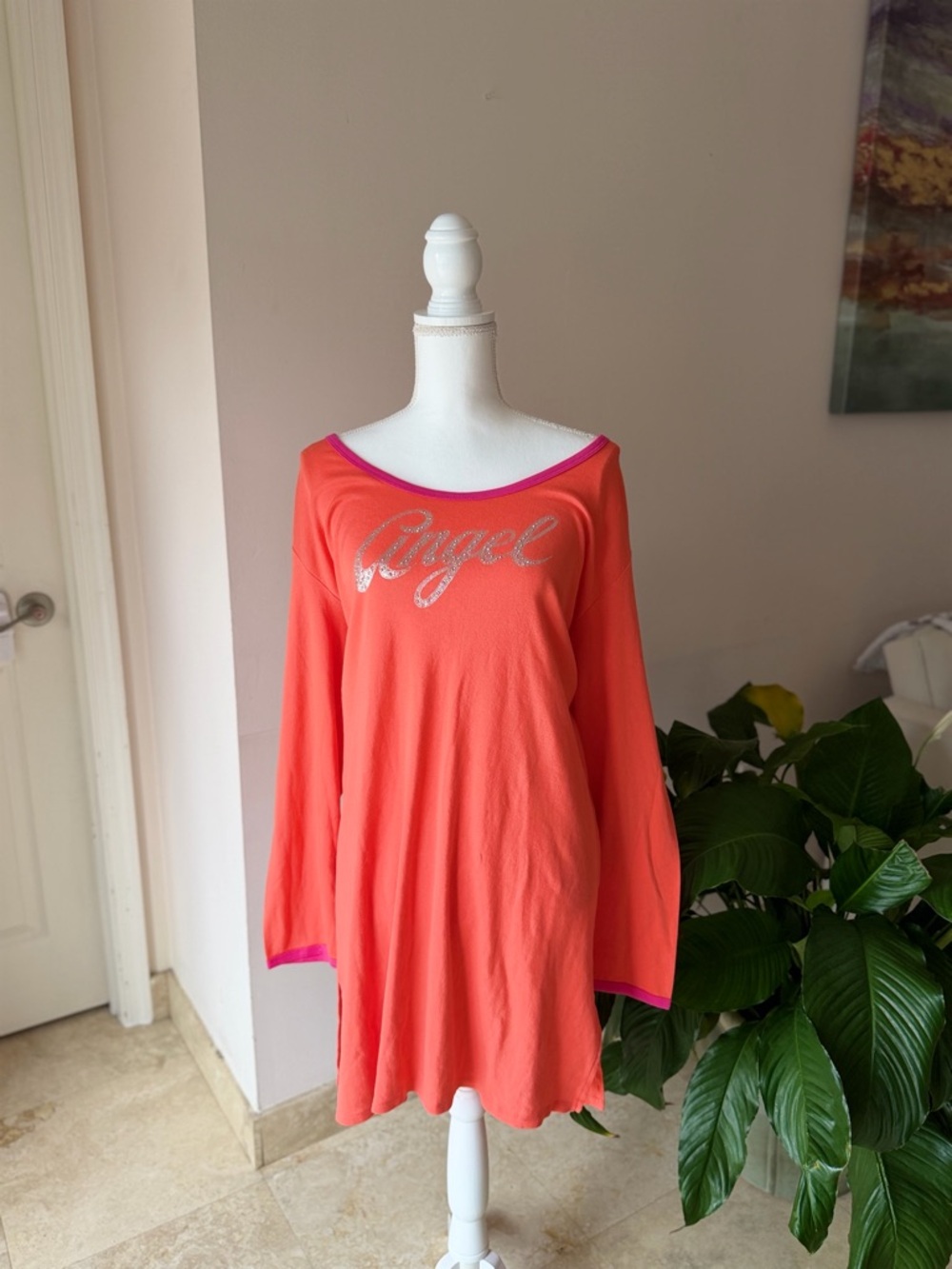 Victoria's Secret Vintage Y2K Blingy NightGown Dress Pink Orange Large NEW Pj’s